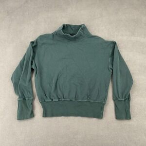 Rivet & Thread Cropped Sweatshirt Womens Medium‎ Green Fleece Lined Mock Neck